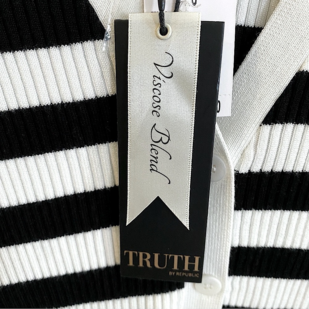 New Truth Striped Black and White Cardigan Sz.L - Picture 5 of 8